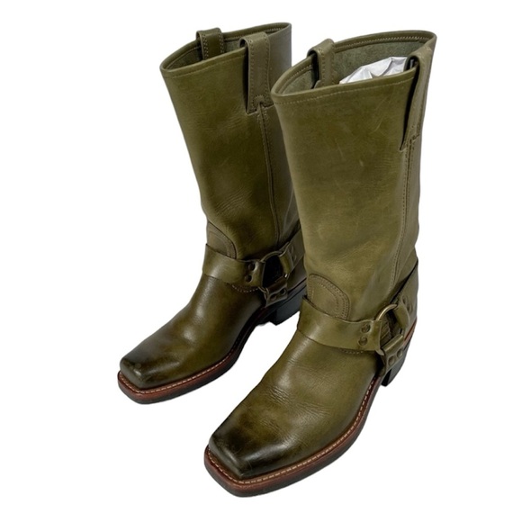 Frye Vintage Olive Green Leather Harness Boot size 9.5 - Picture 9 of 9